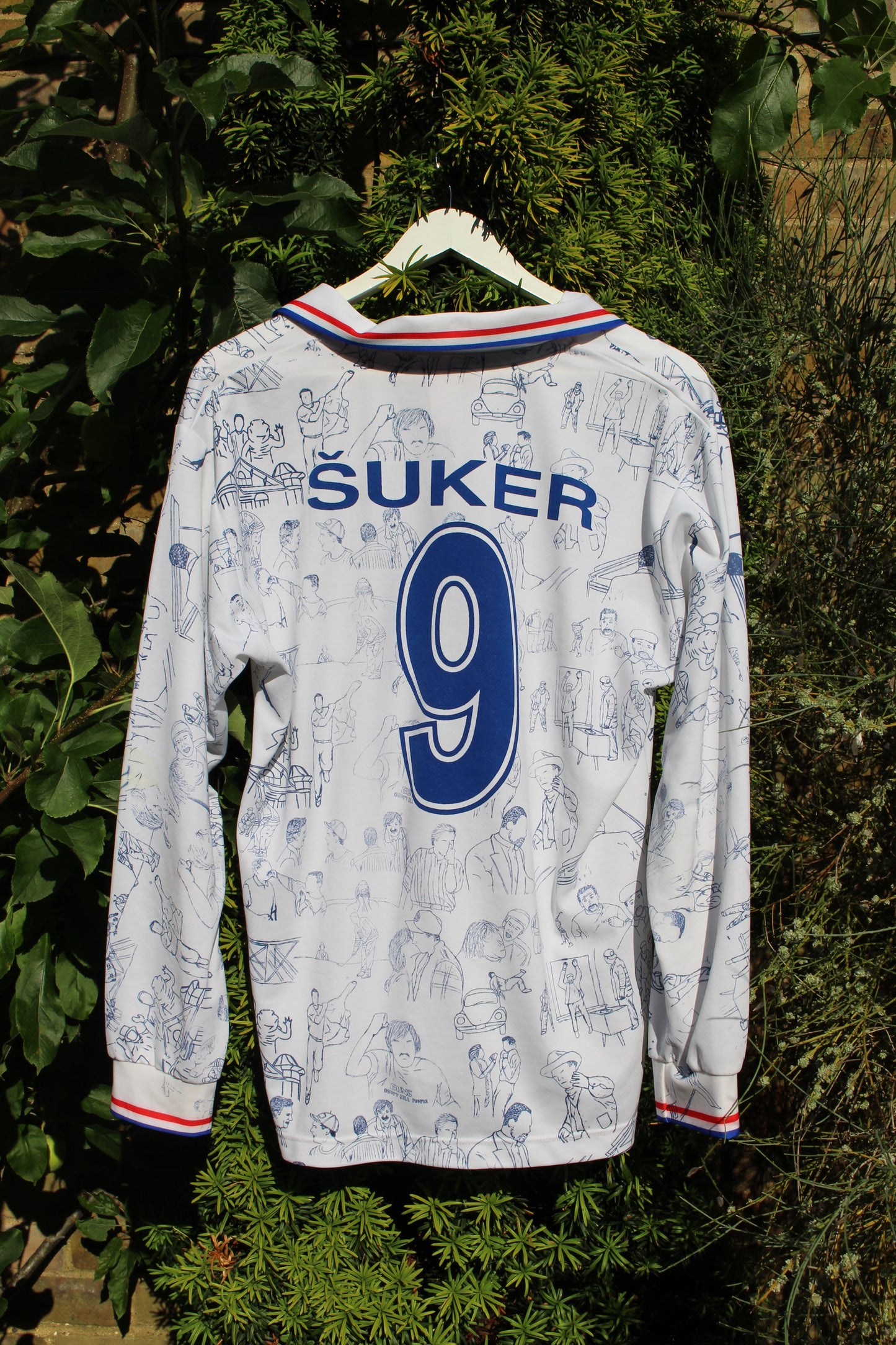 Custom Šuker #9 Croatia Shirt Long Sleeve Large