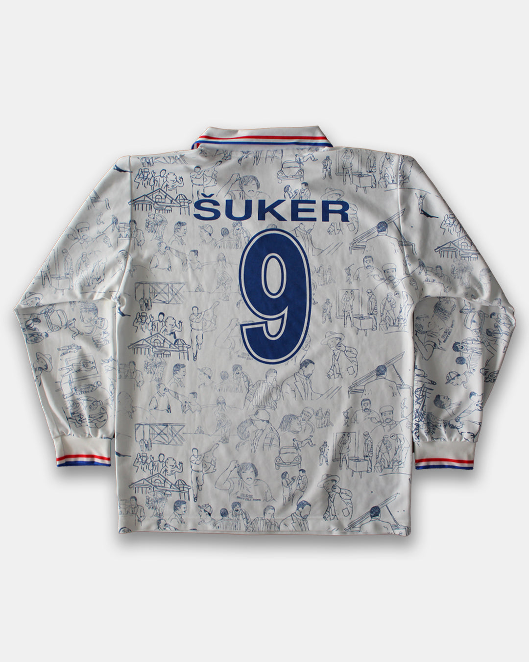 Custom Šuker #9 Croatia Shirt Long Sleeve Large